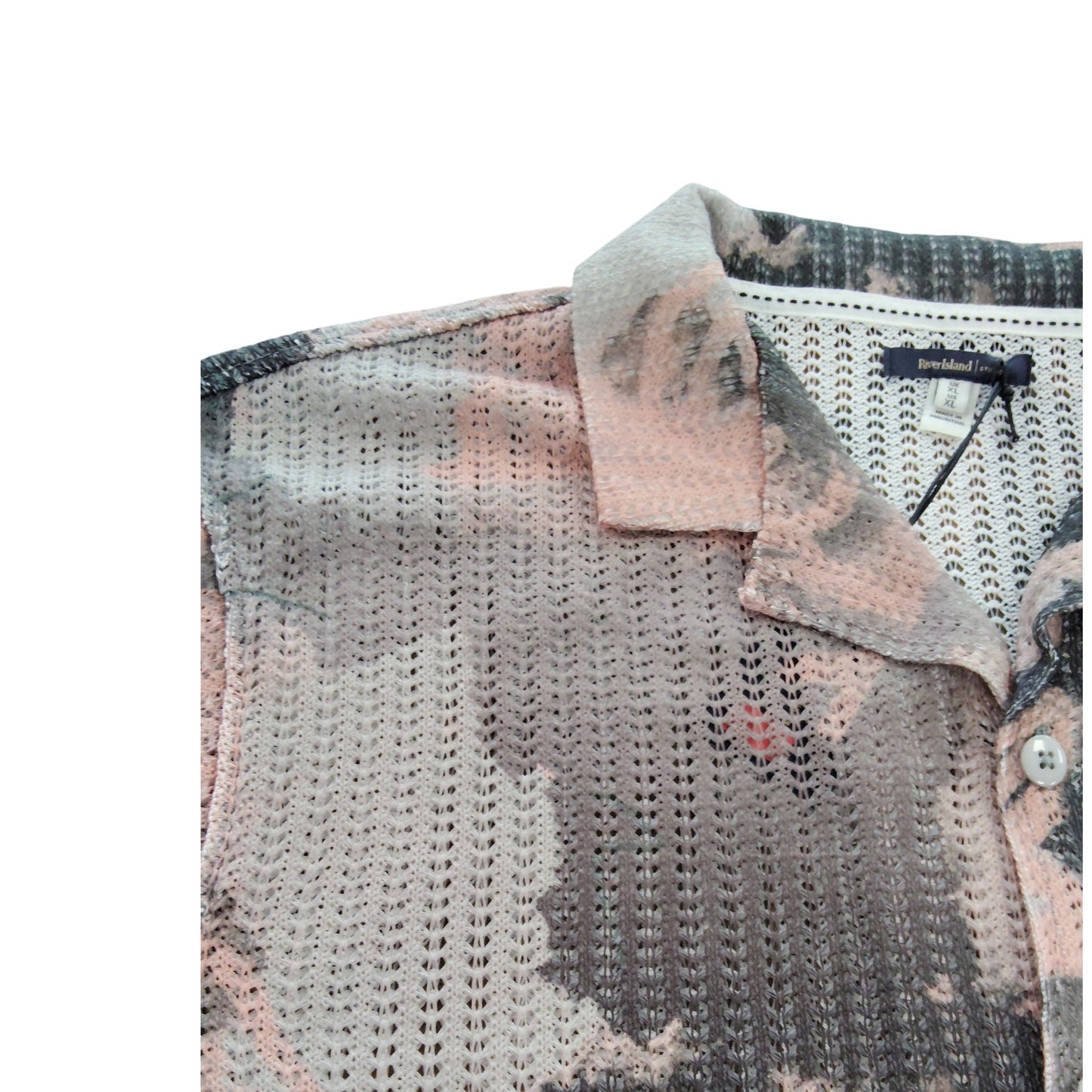 River Island Floral Short Sleeve Shirt UK XL Women's Casual Style Pink Grey