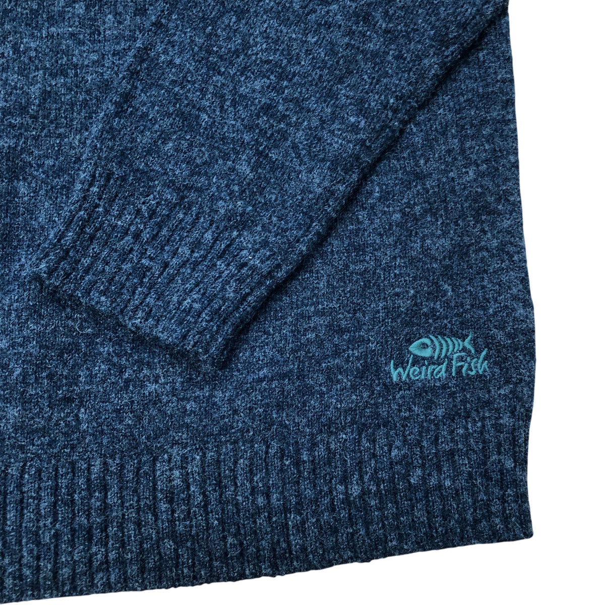 Weird Fish Navy Green Geometric Wool Blend Sweater Size M