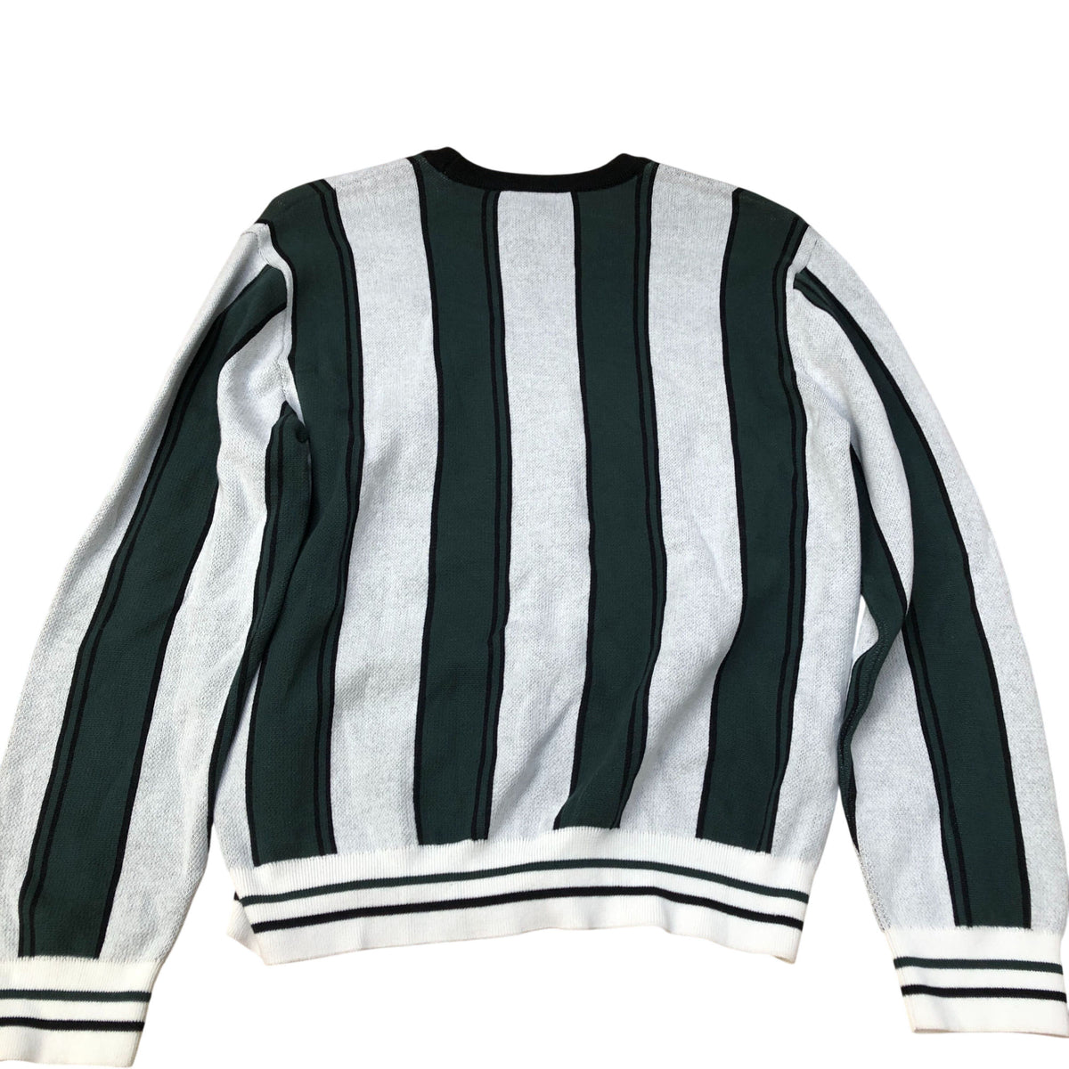 River Island Saint Tiempo Sweater Green Striped Long Sleeve Cotton Jumper Medium