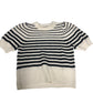 Striped Sweater Women's Short Sleeve Knit Cream Black Small