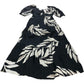 Branded Black Poppy Leaf Print Maxi Dress - Size 6