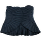 Pleated Strapless Top UK Medium Women's Black Pleated