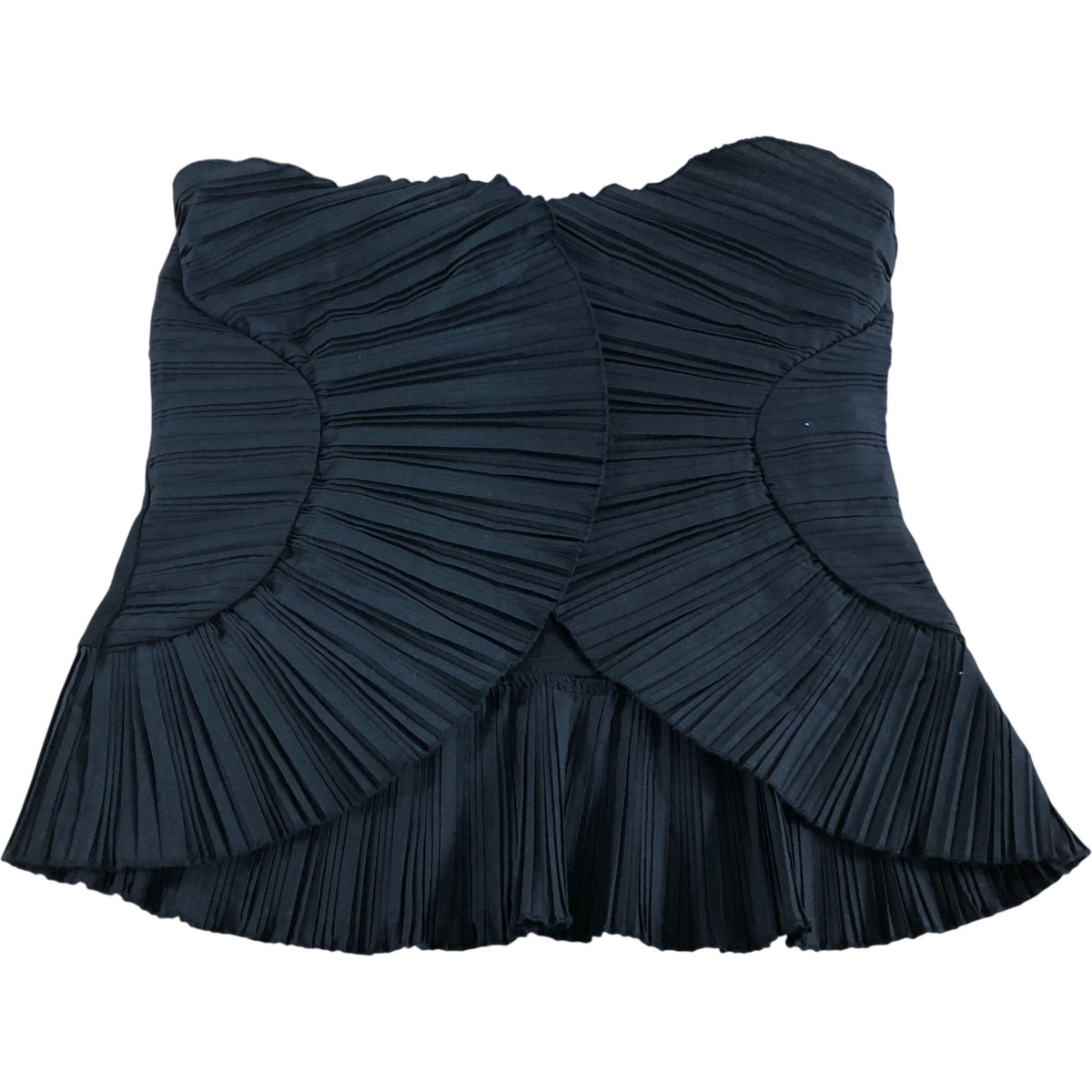 Pleated Strapless Top UK Medium Women's Black Pleated