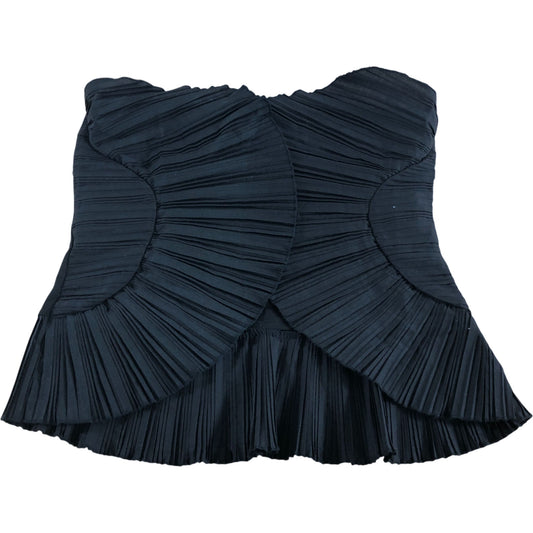 Pleated Strapless Top UK Medium Women's Black Pleated