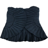 Pleated Strapless Top UK Medium Women's Black Pleated