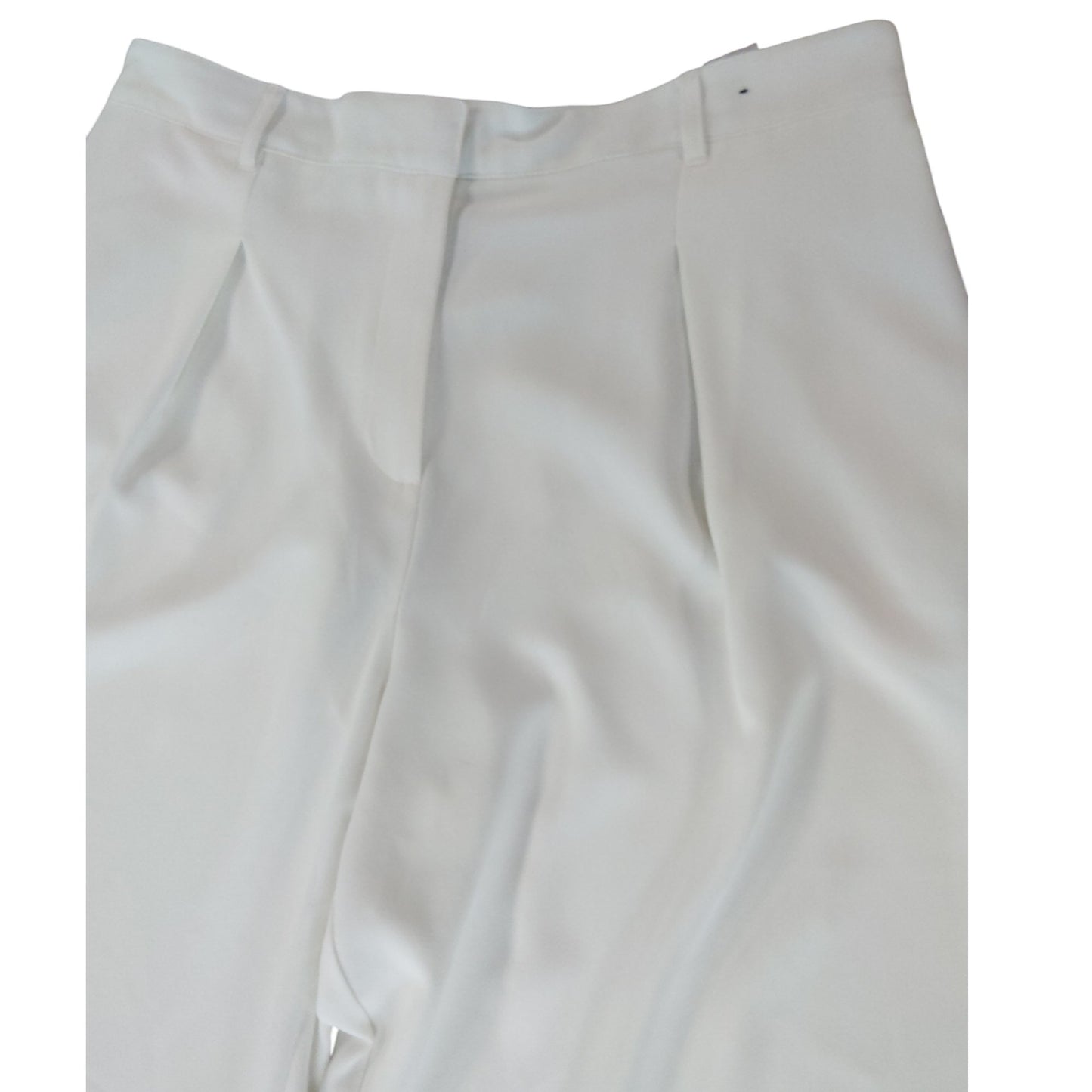 River Island Trousers UK 16R Women's Plain White Stretch Wide Leg