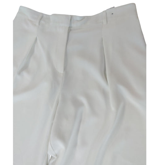 River Island Trousers UK 16R Women's Plain White Stretch Wide Leg