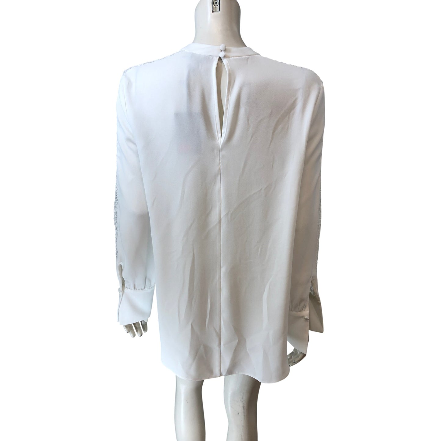 River Island UK12 Women's White Long Sleeve Blouse With Lace Detail