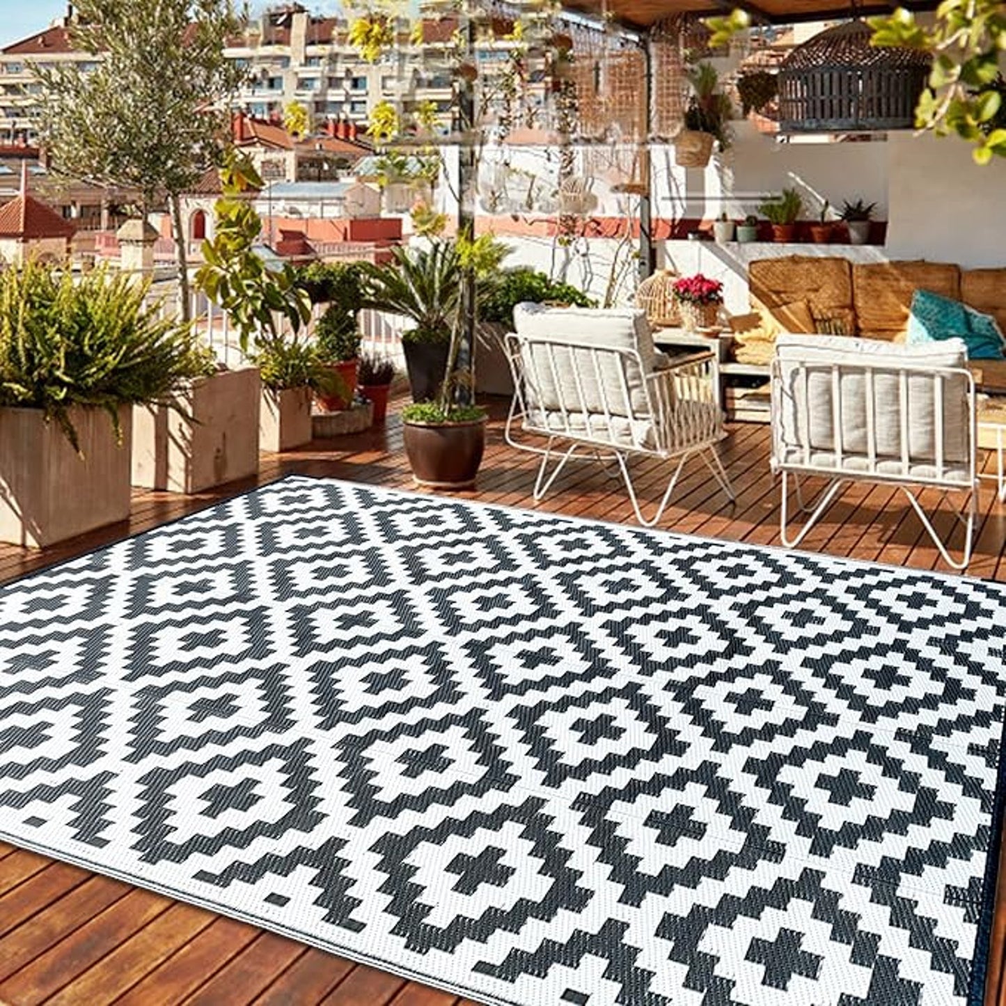 CHOSHOME Outdoor Rug for Garden 150x240CM Large Outdoor Rug