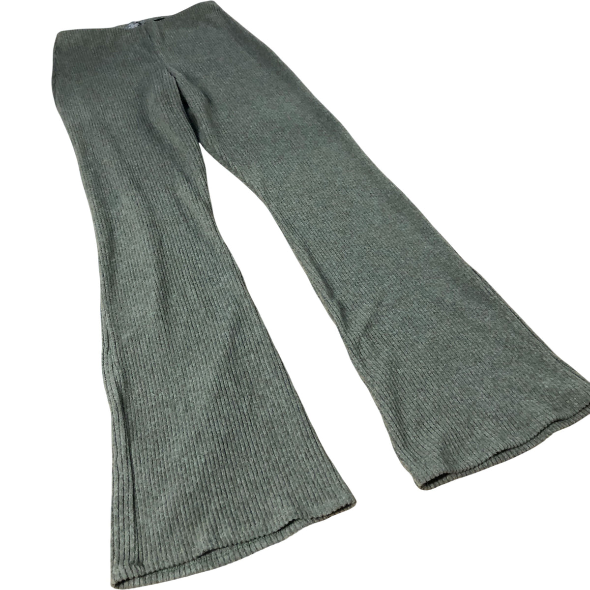 River Island  Flared Trousers Women's Olive Green Striped Stretchy Material