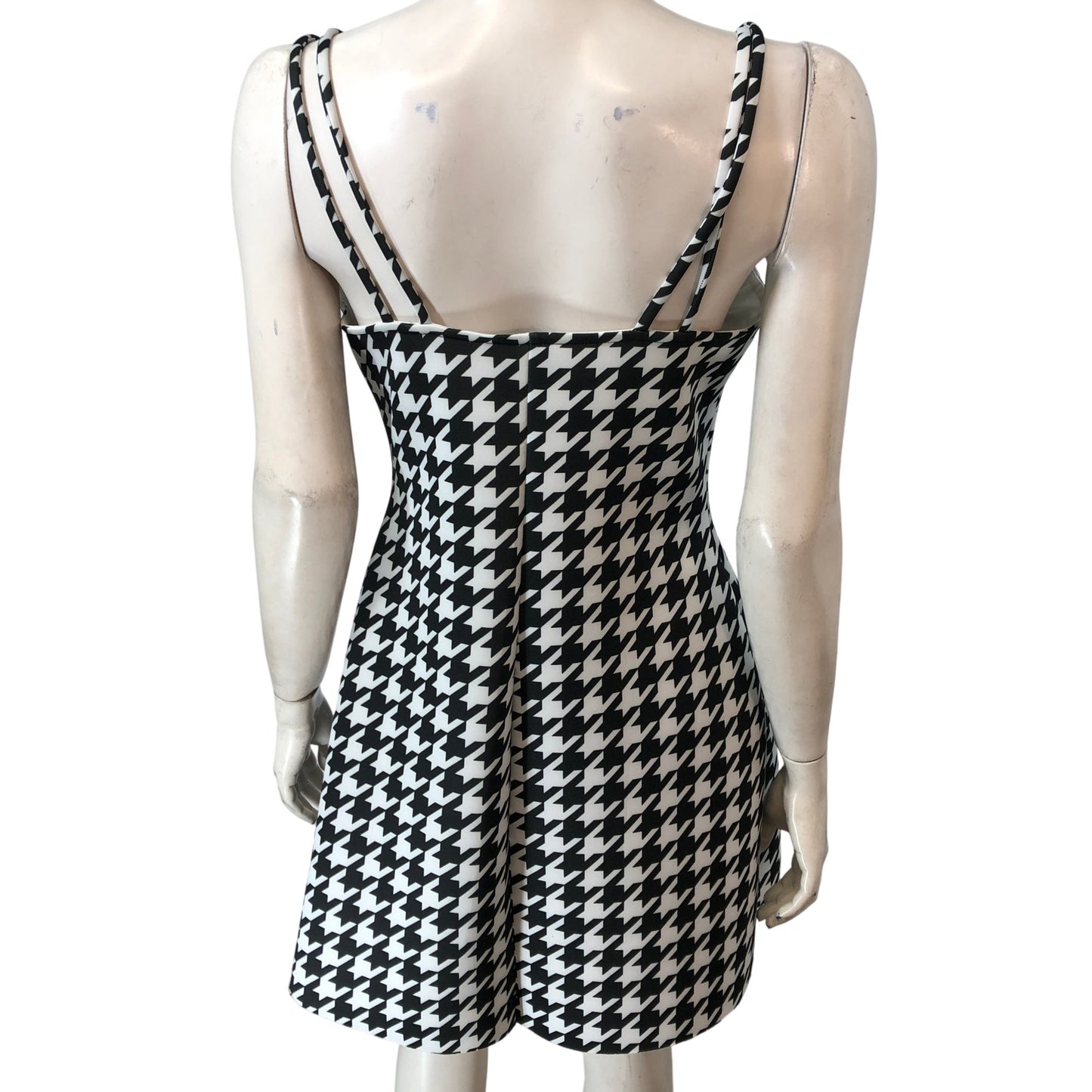 River Island Uk12 Women's Black White Houndstooth Mini Dress Power Ho