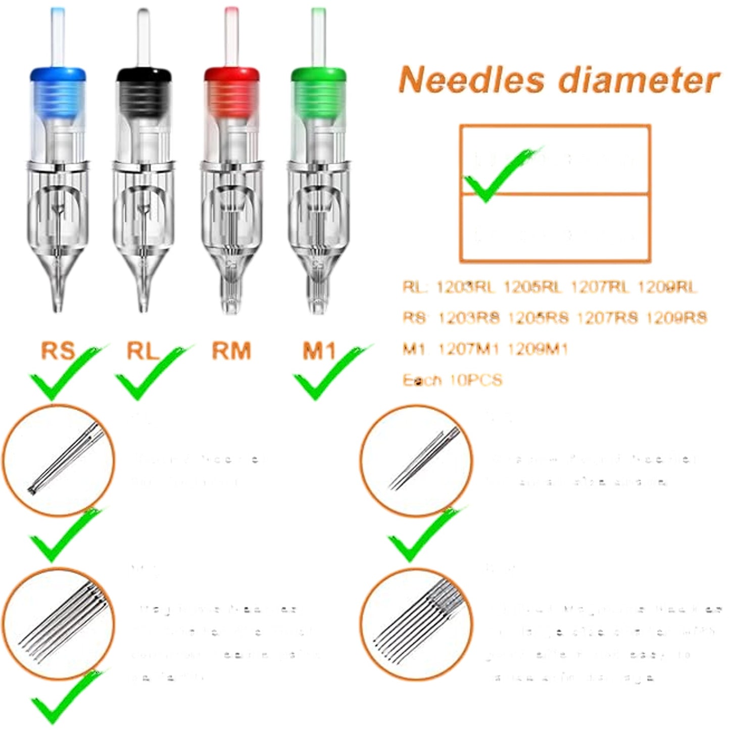 UNIHUBY Professional Tattoo Needles 20 Pcs Individually Sterilised Size Options
