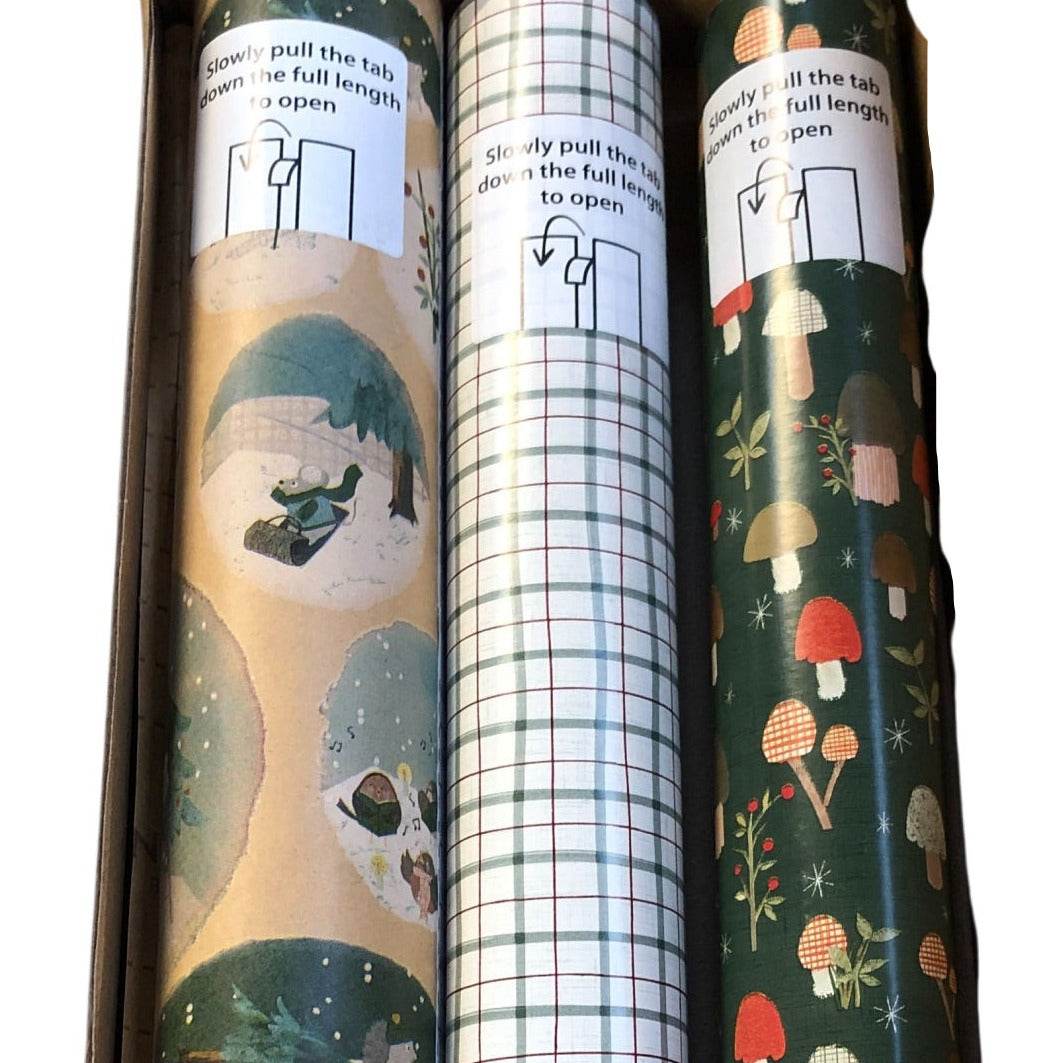 Festive Wrapping Paper Set Mixed Designs Compendium Forest Friends 3 Rolls