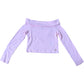 River Island Off The Shoulder Long Sleeve Top 7-8 Years Girls Pink Ribbed