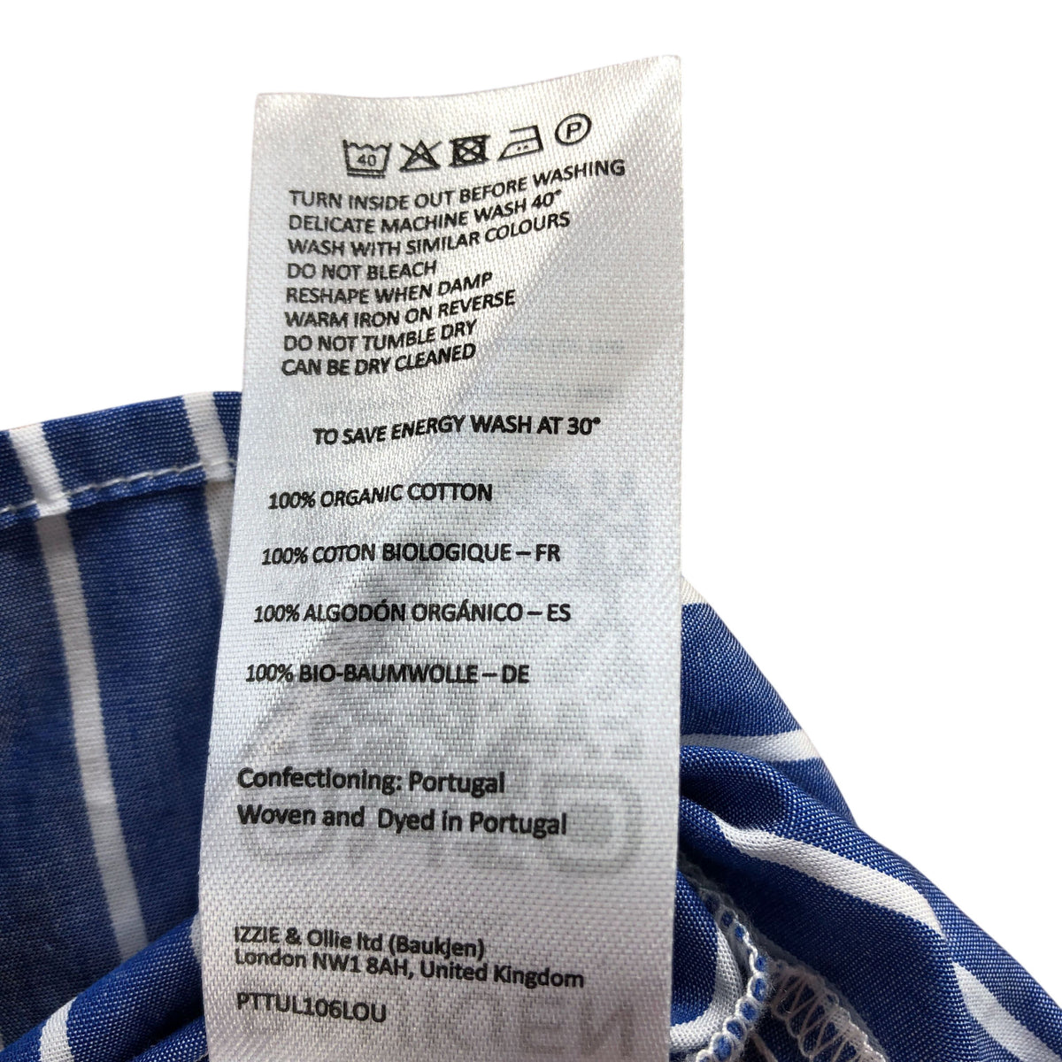 Baukjen Organic Cotton Shirt UK Size 8 Women's Blue Striped