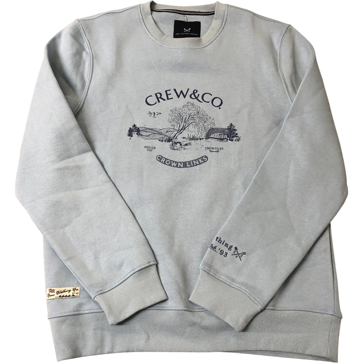 Crew Clothing Company Sweatshirt Size L Light Blue Cotton Blend