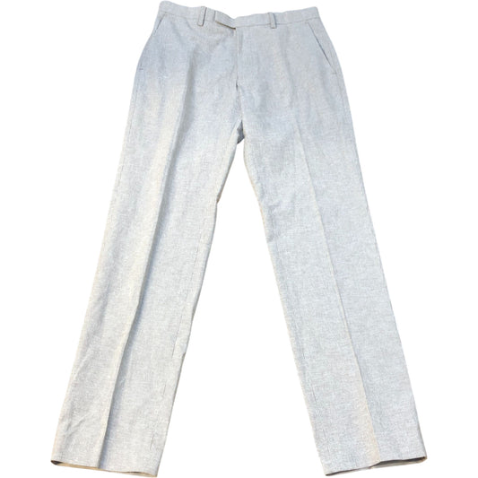 Beige Cotton Flax Blend Tailored Fit Trousers 32"