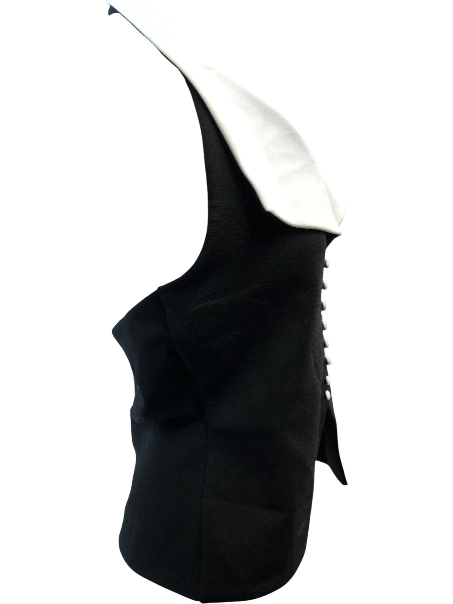 River Island Women's Black White Colour Block Sleeveless Top Size M Halter Neck