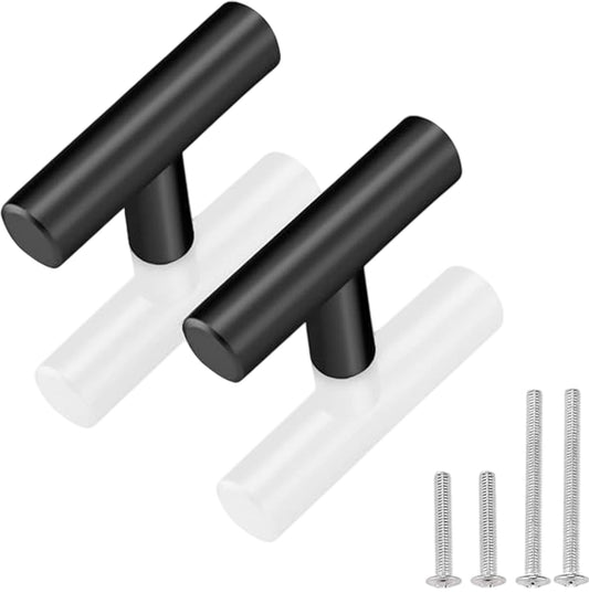 15 Pack Kitchen Cabinet Handles Single Hole Stainless Steel T Bar Handle Black
