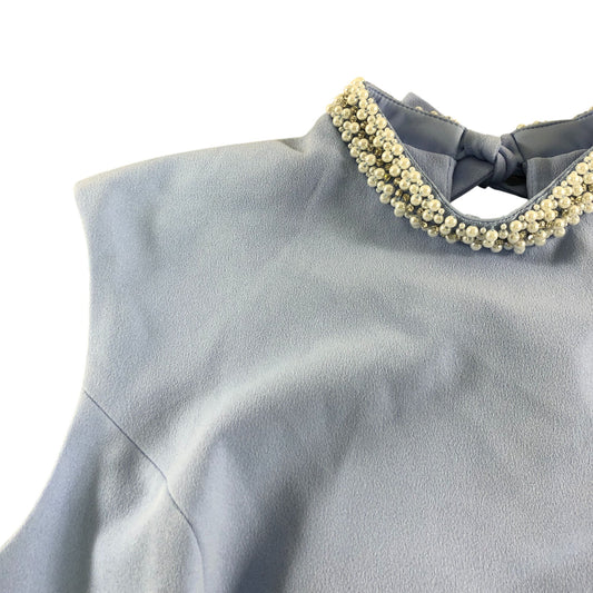 River Island UK16 Women's Elegant Light Blue Top with Pearl Detail