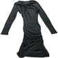 Long Sleeve Knitted Twist Mini Dress Size S Women's Grey