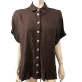 River Island Smarten To Go Blouse XS Women's Brown Button Front Top