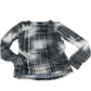 River Island UK14 Women's Black White Check Pattern Long Sleeve Top