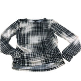 River Island UK14 Women's Black White Check Pattern Long Sleeve Top