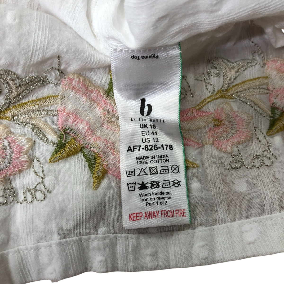 Women's White Embroidered Crop Top Cotton Spaghetti Size 16