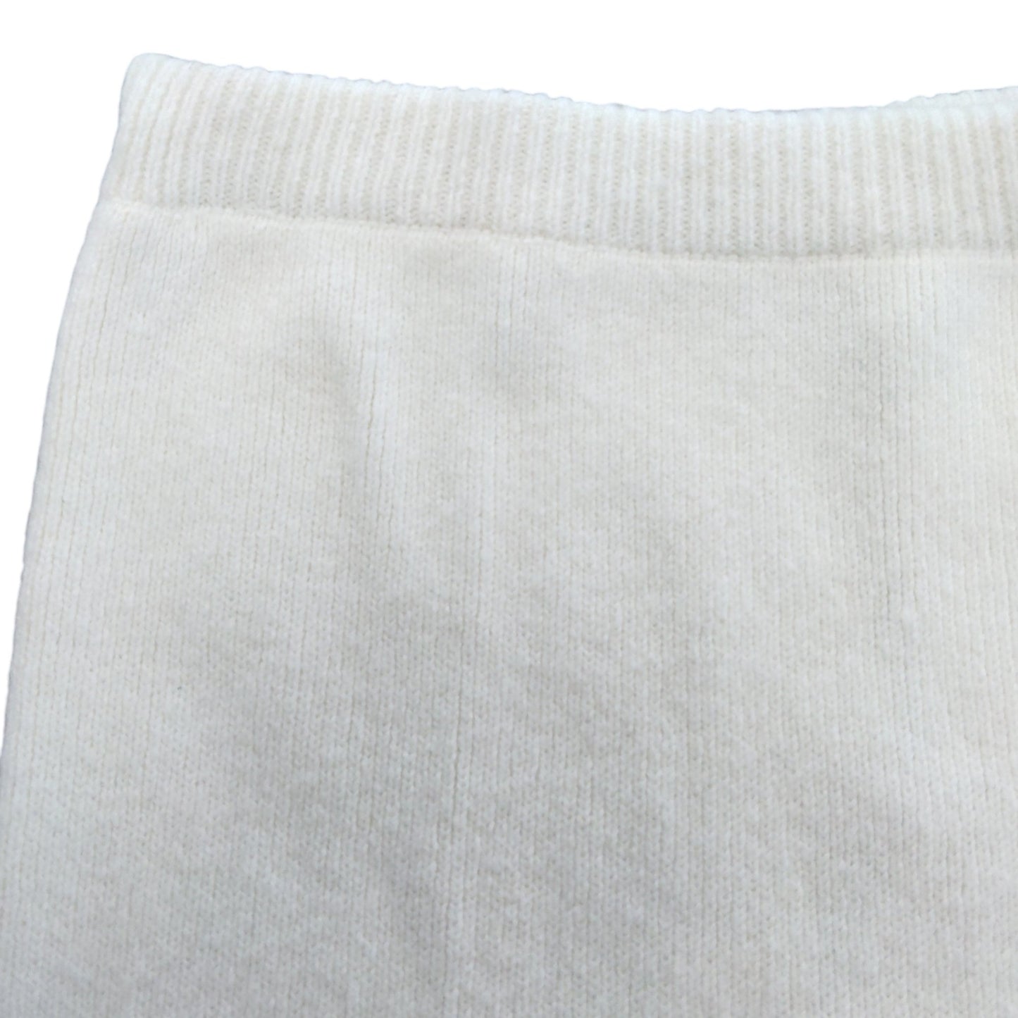 River Island Women's Midi Skirt UK M Cream Knit Design Side Split