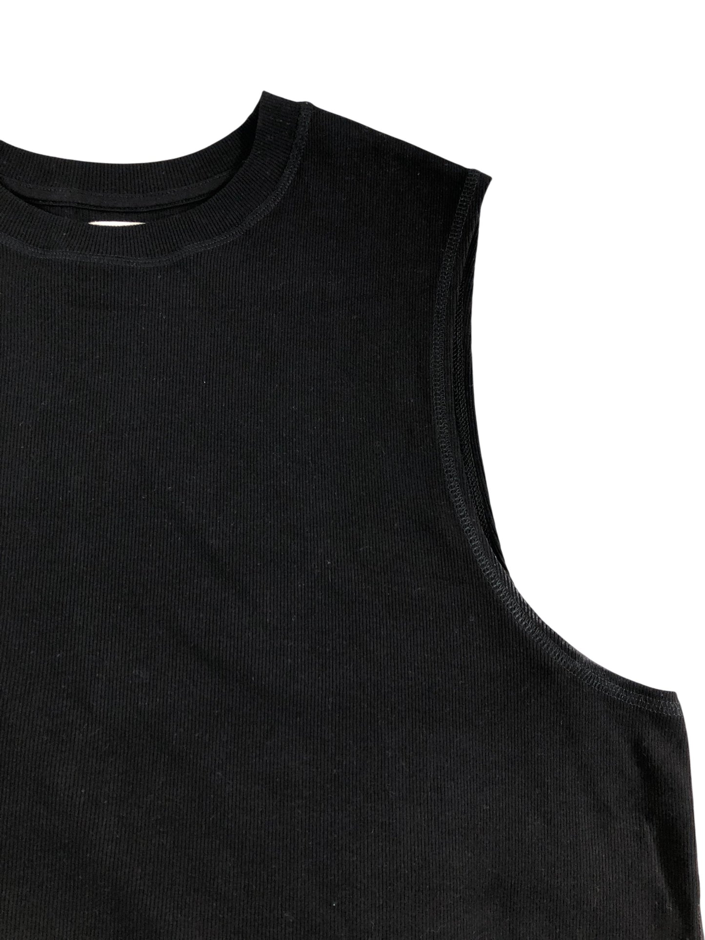 River Island Black Sleeveless T-Shirt Men's Casual Cotton Muscle Fit Top Size XL