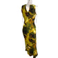 Rivers Island Women's Yellow Floral Ruched Maxi Dress Size 14 Elegant Summer