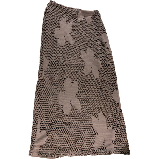 River Island Mesh Midi Skirt UK Large Women's Brown Floral Pattern New with Tags