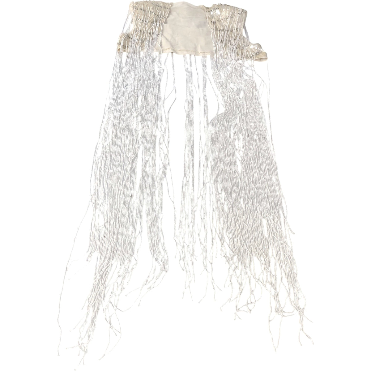 River Island Fringe Cape UK Medium Women's Beaded Cover-Up Top Cream