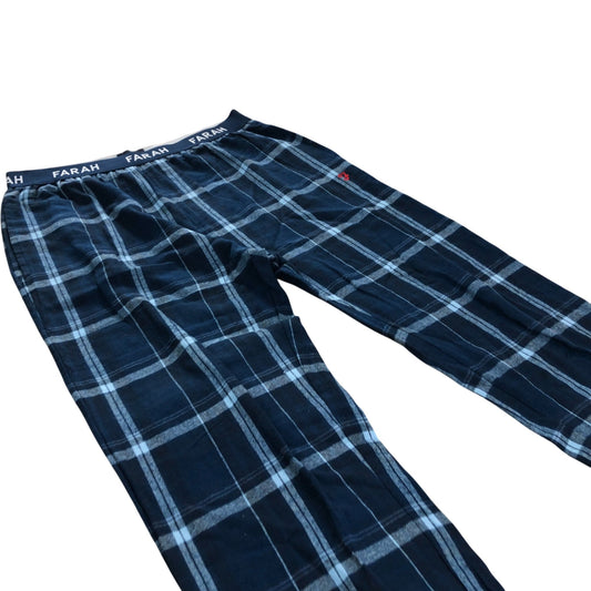 Farah Men's Lounge Pants Blue Check Cotton Casual Sleep XXL