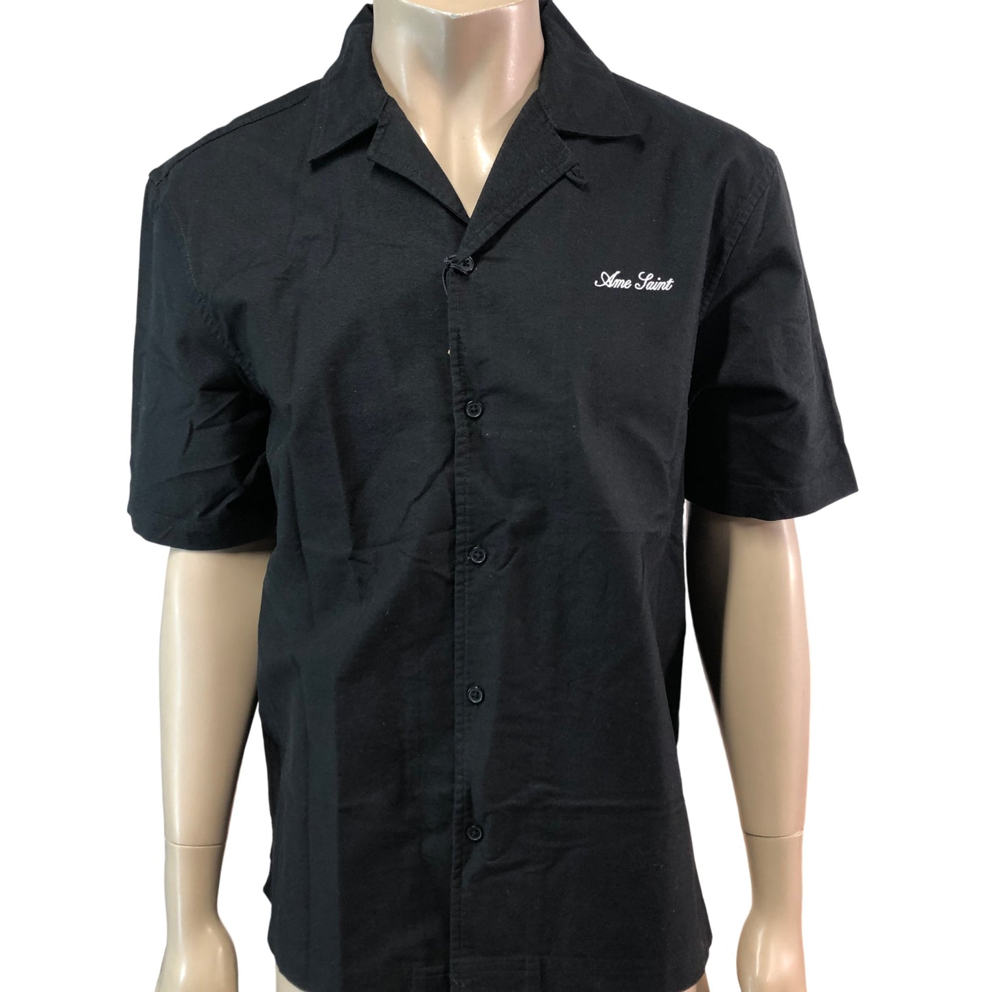 RIVER ISLAND Studios Button Up Short Sleeve Shirt M Men Black Casual Wear