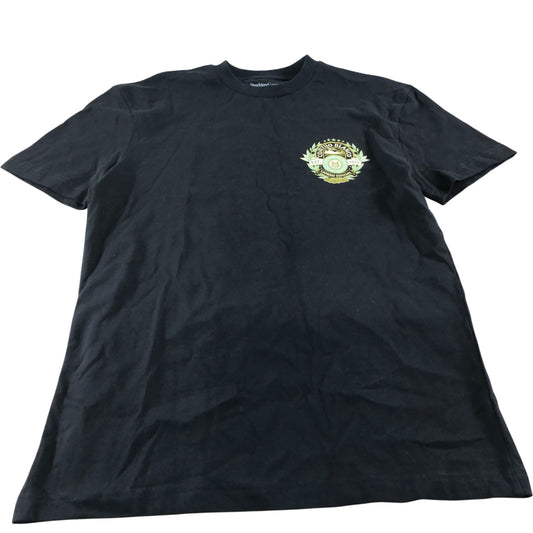 River Island Black T-Shirt UK S Mens Casual Tee Cortijo Blanco Design