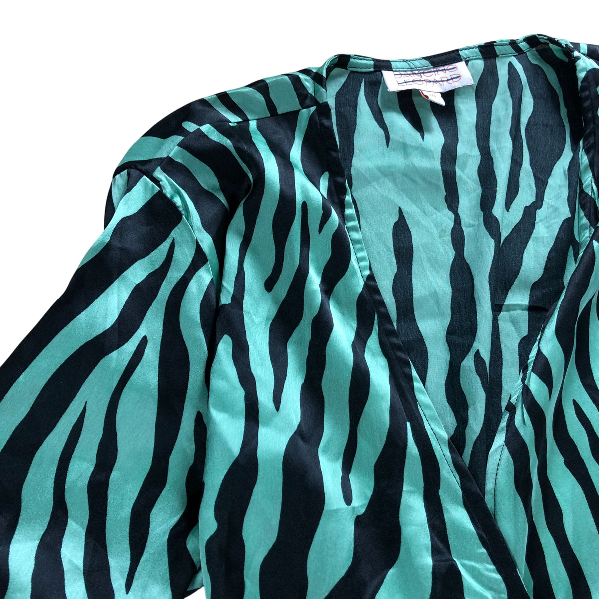 Dancing Leopard Mint Green Wrap Dress UK Size 10 Women's Long Sleeve Tiger Print