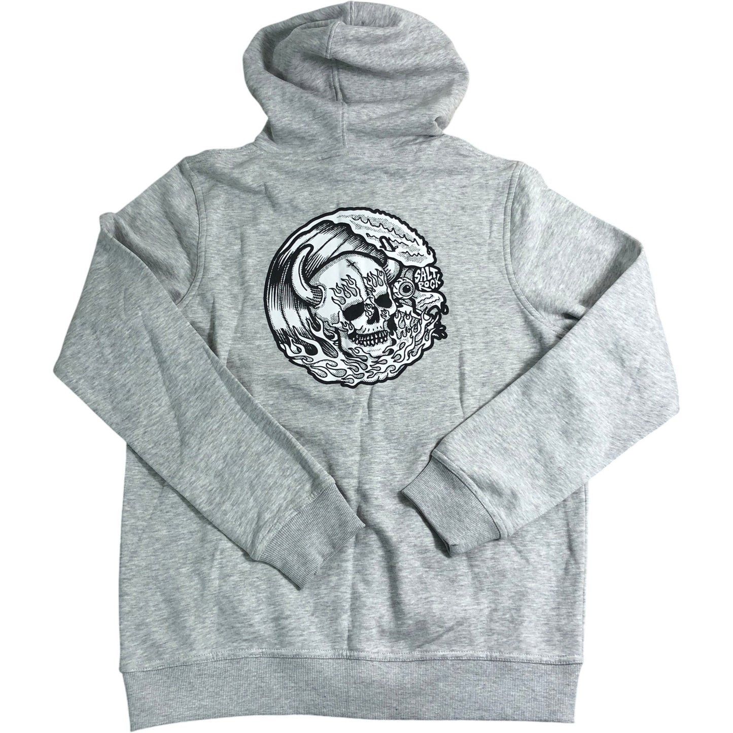 Saltrock Grey Zip Up Hoodie Size 13 Kids Skull Graphic Cotton Blend
