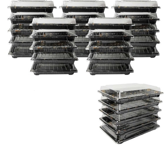 Branded Disposable Serving Trays 25 Pack 26x19x5cm Food Containers Takeaway