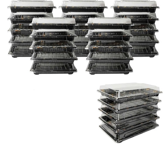 Branded Disposable Serving Trays 25 Pack 26x19x5cm Food Containers Takeaway