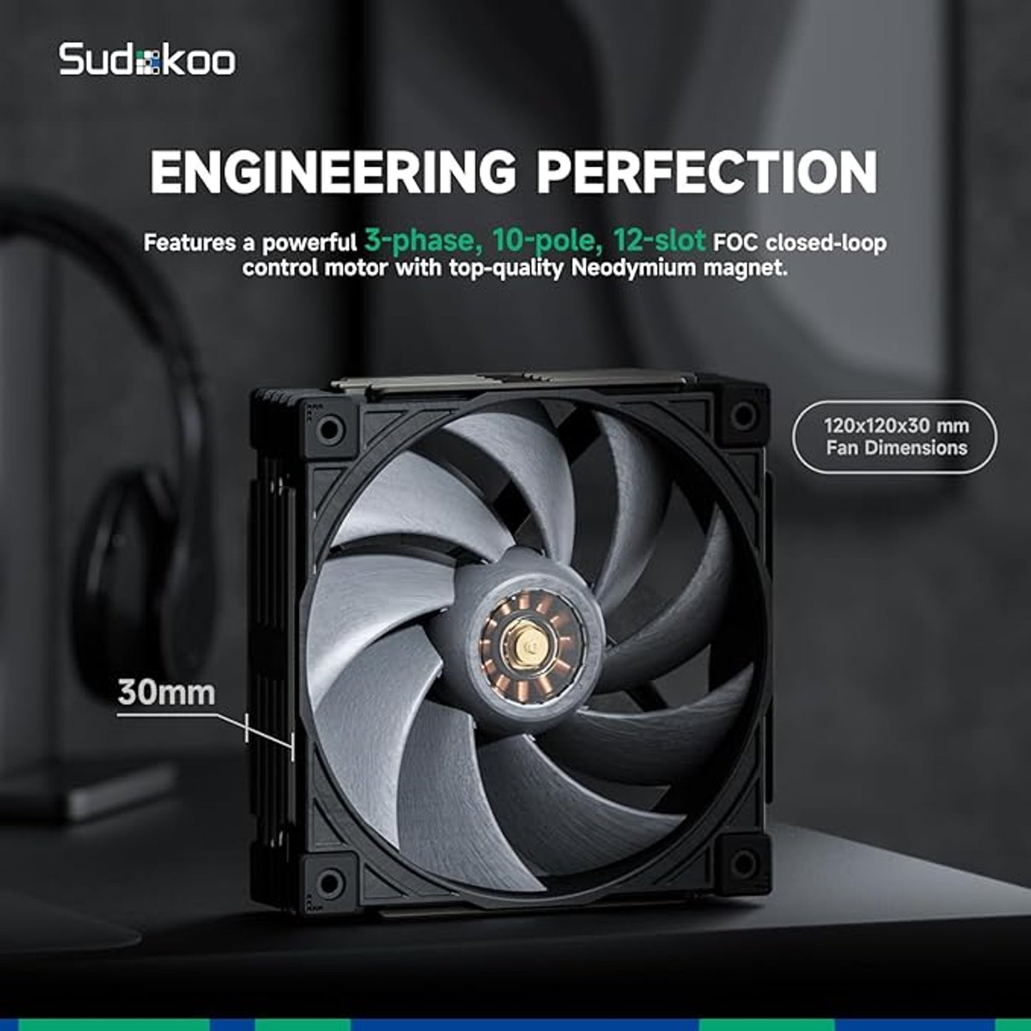 Sudokoo Mach120 120mm Case Fan High Performance Cooling PWM Quiet Operation