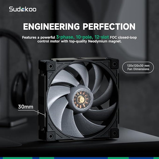 Sudokoo Mach120 120mm Case Fan High Performance Cooling PWM Quiet Operation