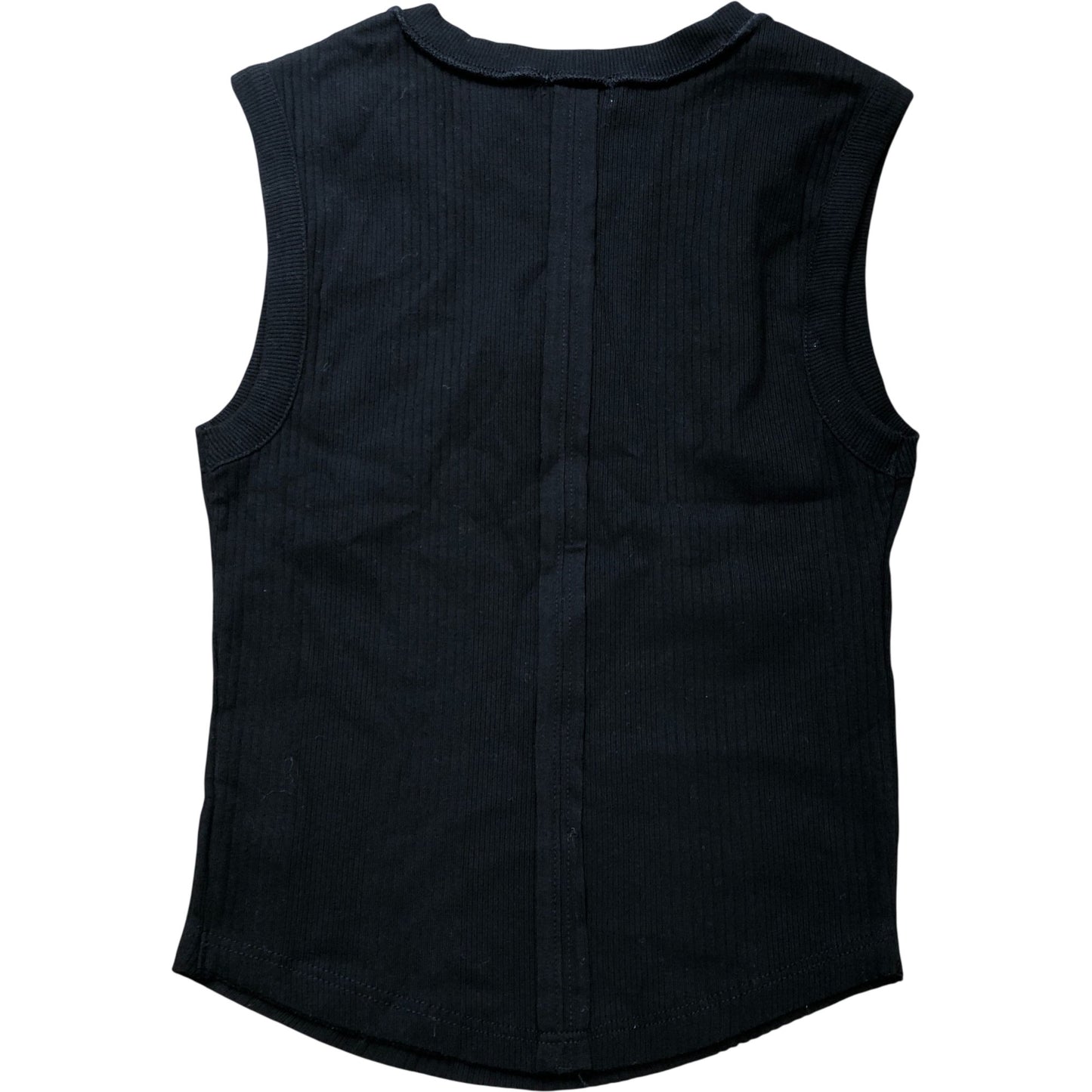 River Island Black Sleeveless Ribbed Top Size 8 Casual Stretchy Fashion