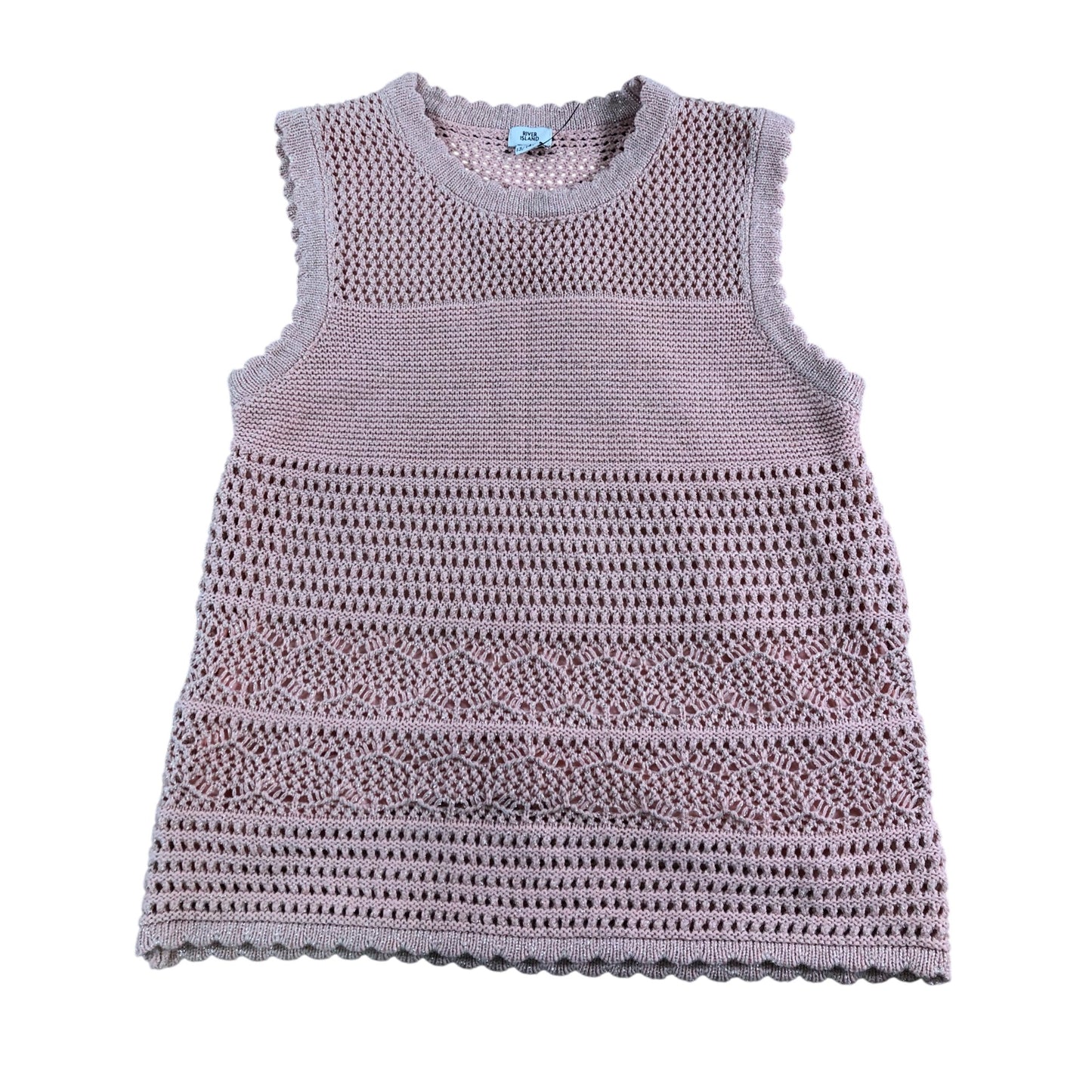 River Island Girls Knitted Pink Sleeveless Top Age 12-14 Years Summer Casual