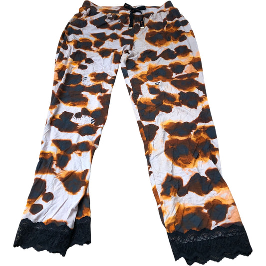 Women's Nightwear Orange Brown Animal Print Jogger Pants UK12