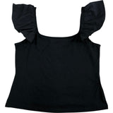 Branded Black Puff Sleeve Crop Top UK 12 Women's