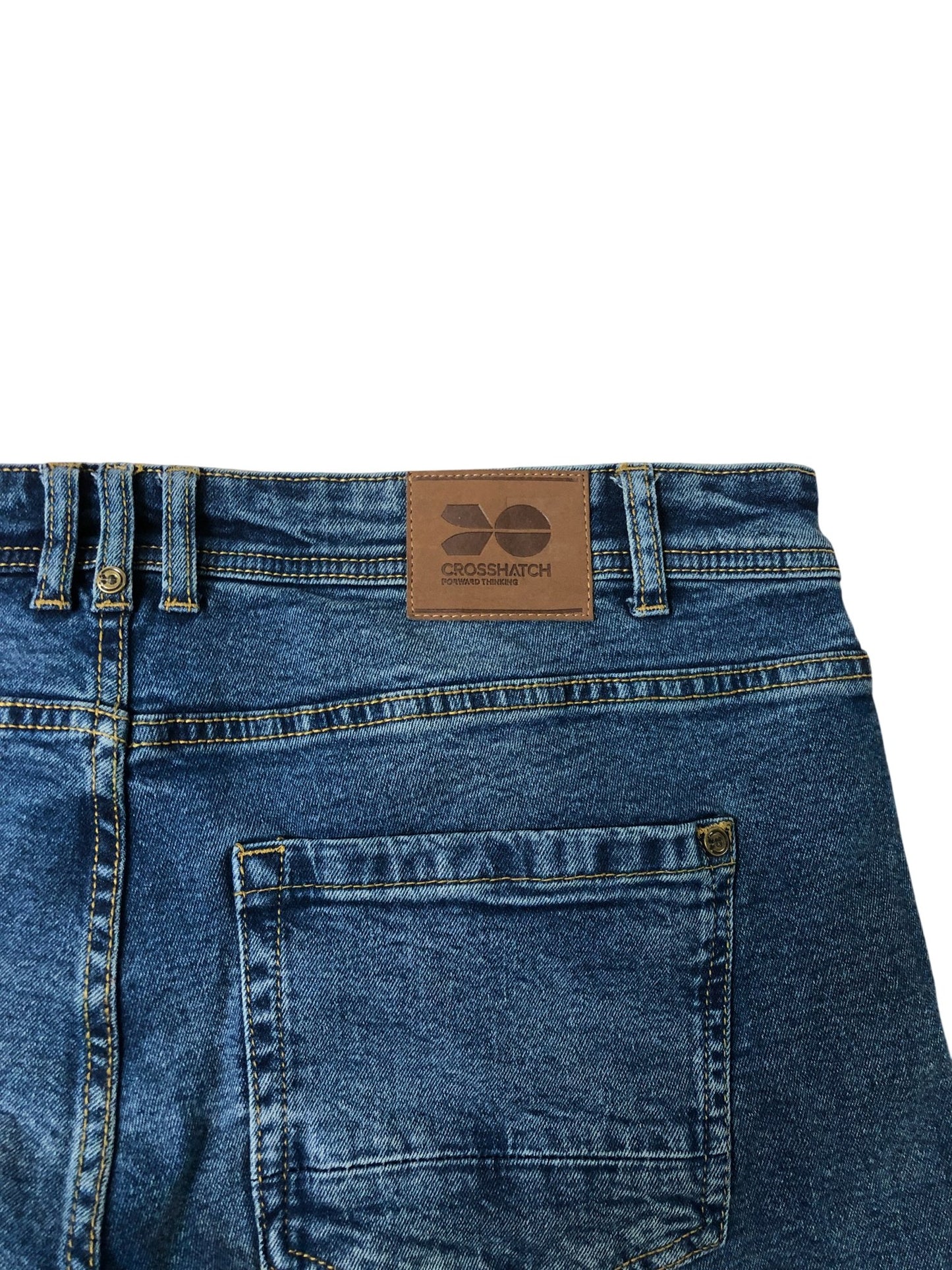 Crosshatch Barbeck 36S Men's Slim Fit Jeans Dark Wash Denim Cotton