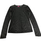 Long Sleeve Top Women's Stretch Ribbed Black Glitter Small