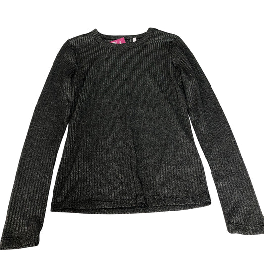 Long Sleeve Top Women's Stretch Ribbed Black Glitter Small